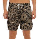 Steampunk Brass Gears And Cogs Print Men's Split Running Shorts