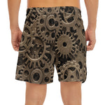 Steampunk Brass Gears And Cogs Print Men's Split Running Shorts