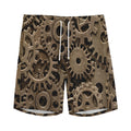 Steampunk Brass Gears And Cogs Print Men's Athletic Shorts