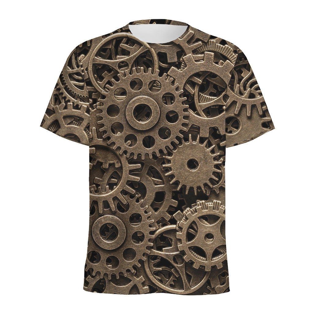 Steampunk Brass Gears And Cogs Print Men's Sports T-Shirt