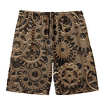 Steampunk Brass Gears And Cogs Print Men's Swim Trunks