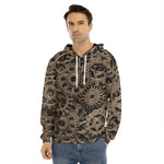 Steampunk Brass Gears And Cogs Print Men's Velvet Pullover Hoodie