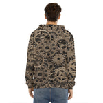Steampunk Brass Gears And Cogs Print Men's Velvet Pullover Hoodie