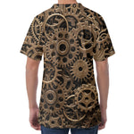 Steampunk Brass Gears And Cogs Print Men's Velvet T-Shirt
