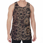 Steampunk Brass Gears And Cogs Print Men's Velvet Tank Top