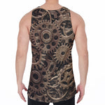 Steampunk Brass Gears And Cogs Print Men's Velvet Tank Top
