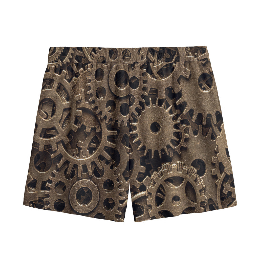 Steampunk Brass Gears And Cogs Print Mesh Shorts