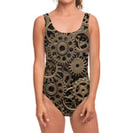 Steampunk Brass Gears And Cogs Print One Piece Swimsuit