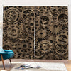 Steampunk Brass Gears And Cogs Print Pencil Pleat Curtains