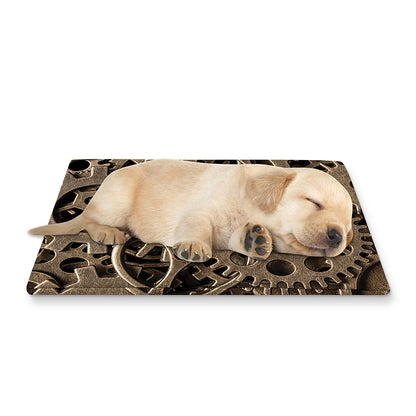 Steampunk Brass Gears And Cogs Print Pet Cooling Mat Cover