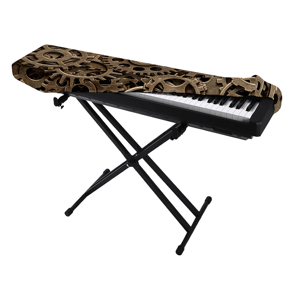 Steampunk Brass Gears And Cogs Print Piano Keyboard Cover