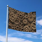 Steampunk Brass Gears And Cogs Print Polyester Flag