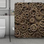 Steampunk Brass Gears And Cogs Print Polyester Shower Curtain