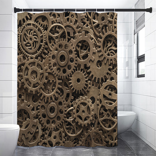 Steampunk Brass Gears And Cogs Print Premium Shower Curtain