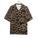 Steampunk Brass Gears And Cogs Print Rayon Hawaiian Shirt