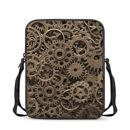 Steampunk Brass Gears And Cogs Print Rectangular Crossbody Bag