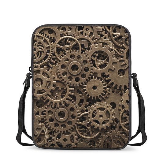 Steampunk Brass Gears And Cogs Print Rectangular Crossbody Bag