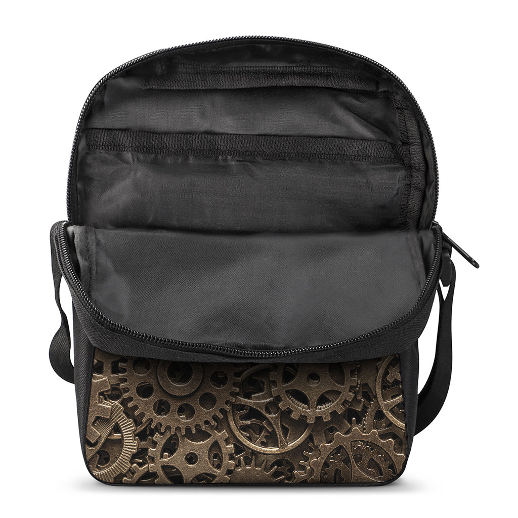 Steampunk Brass Gears And Cogs Print Rectangular Crossbody Bag
