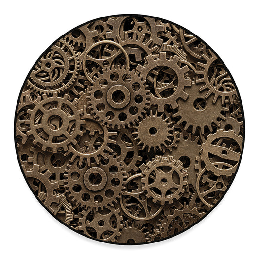 Steampunk Brass Gears And Cogs Print Round Floor Mat
