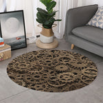 Steampunk Brass Gears And Cogs Print Round Rug