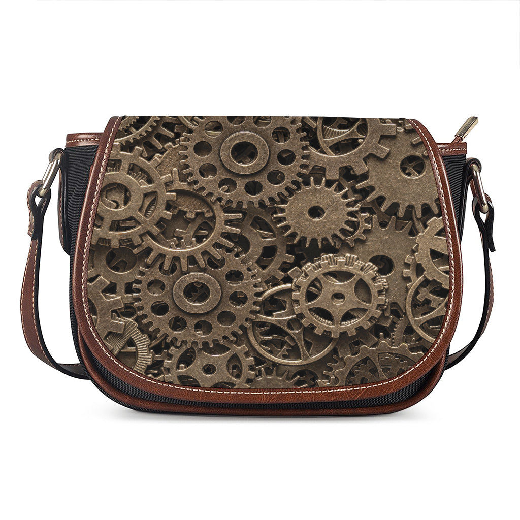 Steampunk Brass Gears And Cogs Print Saddle Bag