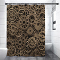 Steampunk Brass Gears And Cogs Print Shower Curtain