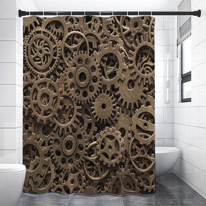 Steampunk Brass Gears And Cogs Print Shower Curtain
