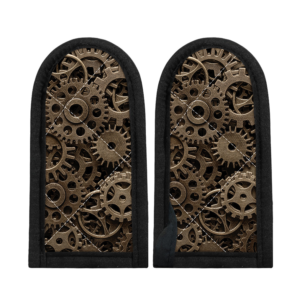 Steampunk Brass Gears And Cogs Print Skillet Handle Cover
