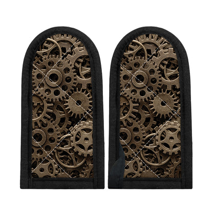 Steampunk Brass Gears And Cogs Print Skillet Handle Cover