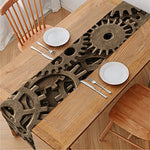 Steampunk Brass Gears And Cogs Print Table Runner