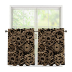 Steampunk Brass Gears And Cogs Print Tier Curtains