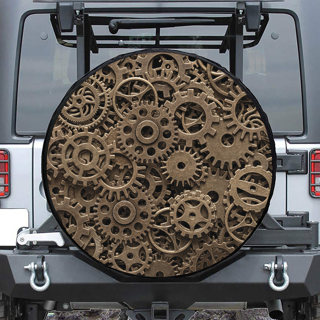 Steampunk Brass Gears And Cogs Print Tire Cover