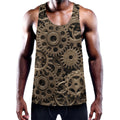 Steampunk Brass Gears And Cogs Print Men's Workout Tank Top