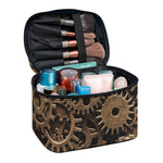 Steampunk Brass Gears And Cogs Print Travel Makeup Bag