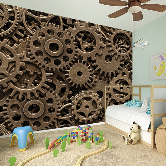 Steampunk Brass Gears And Cogs Print Wall Sticker