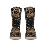 Steampunk Brass Gears And Cogs Print Winter Boots