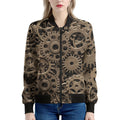 Steampunk Brass Gears And Cogs Print Women's Bomber Jacket