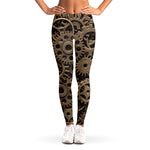 Steampunk Brass Gears And Cogs Print Women's Leggings