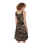 Steampunk Brass Gears And Cogs Print Women's Sleeveless Dress