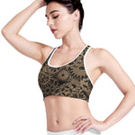 Steampunk Brass Gears And Cogs Print Women's Sports Bra