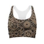 Steampunk Brass Gears And Cogs Print Women's Sports Bra