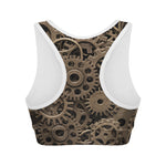 Steampunk Brass Gears And Cogs Print Women's Sports Bra