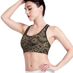 Steampunk Brass Gears And Cogs Print Women's Sports Bra