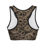 Steampunk Brass Gears And Cogs Print Women's Sports Bra