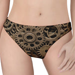 Steampunk Brass Gears And Cogs Print Women's Thong