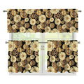 Steampunk Chamomile Pattern Print 3 Piece Kitchen Curtains