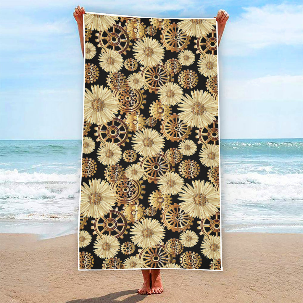 Steampunk Chamomile Pattern Print Beach Towel