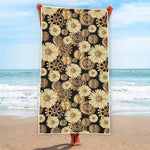 Steampunk Chamomile Pattern Print Beach Towel