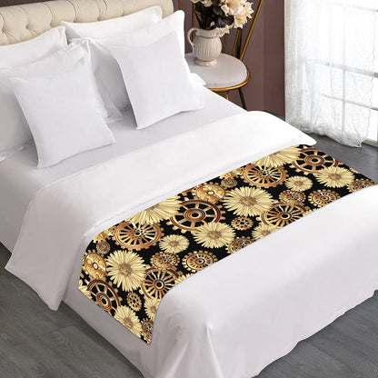 Steampunk Chamomile Pattern Print Bed Runner