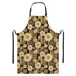 Steampunk Chamomile Pattern Print Bib Apron With Pocket